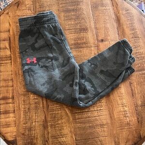 Under Armour Kids' Gray Camo Joggers with Red Logo